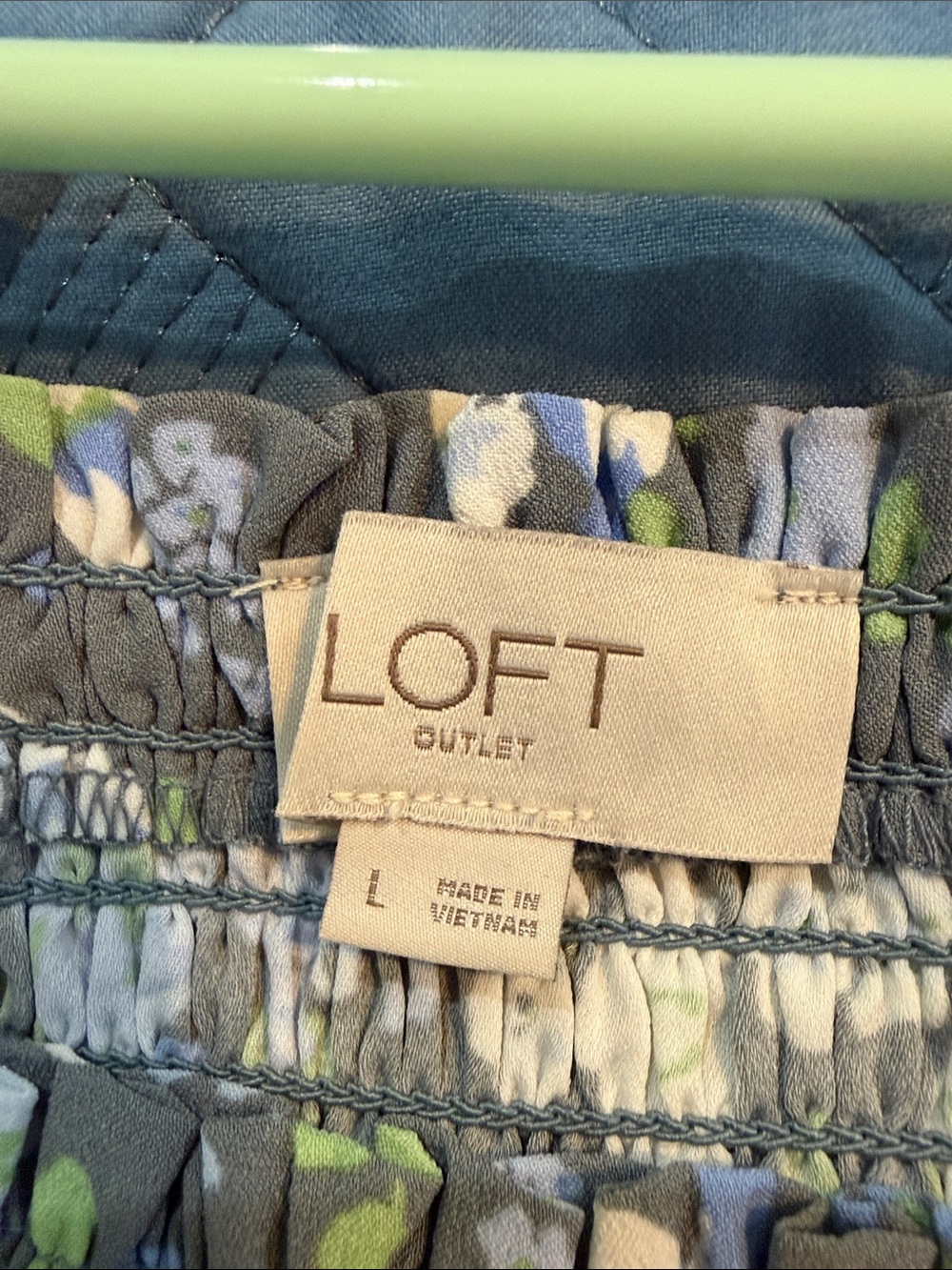 LOFT Gray Floral Smocked Sundress with Blue and White Flowers - Picture 3 of 3